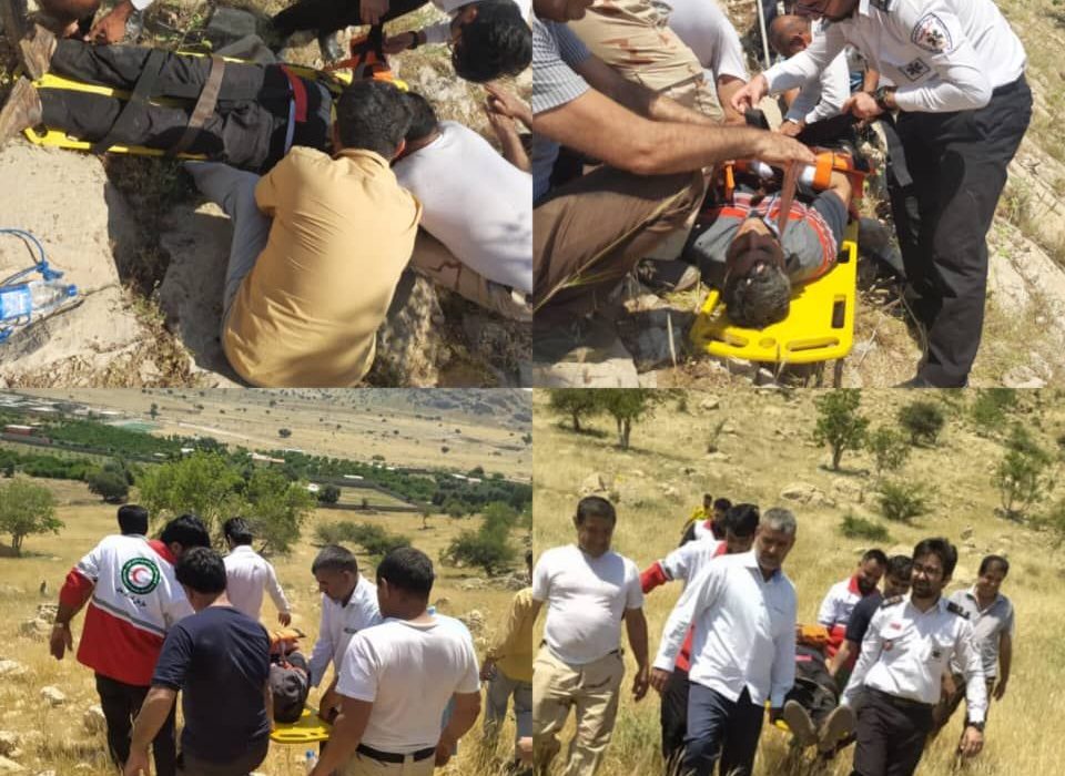 سقوط و مصدومیت یک نفر در ارتفاعات کلاغ نشین گچساران+تصاویر