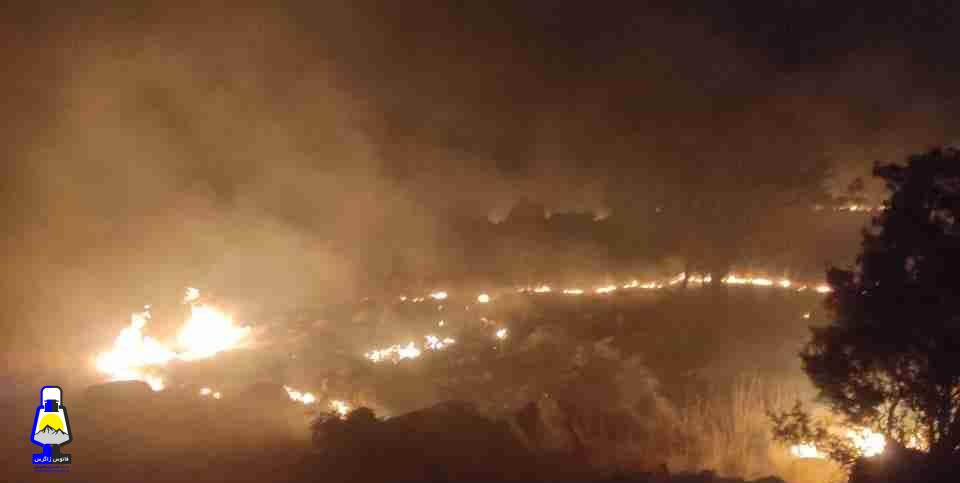 آتش سوزی در منطقه چاسخار شهرستان  چرام و نبود راه دسترسی و نیرو برای مهار آتش +تصاویر