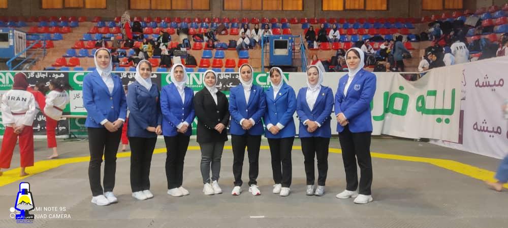 قضاوت بانوان کهگیلویه و بویراحمدی در مسابقات تکواندو لیگ دسته یک کشوری پومسه